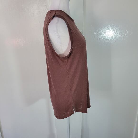 Athleta Size S Mauve Breezy Tank Top Crew Neck Side Split Modal - Picture 2 of 7